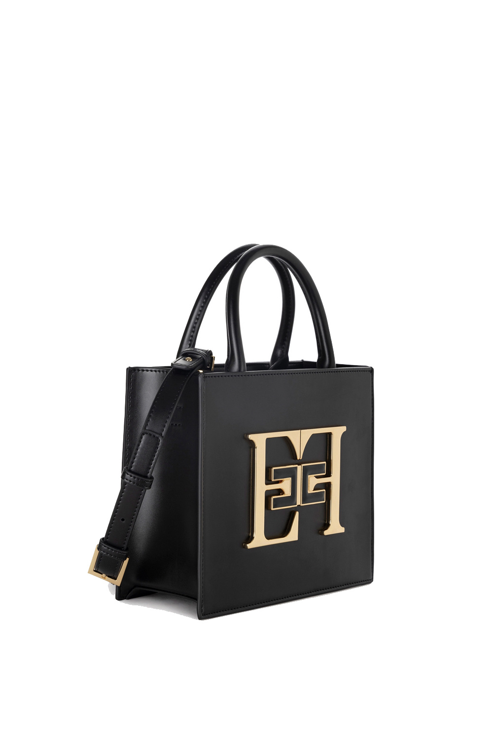 ELISABETTA FRANCHI Elisabetta Franchi small bag with gold logo Black