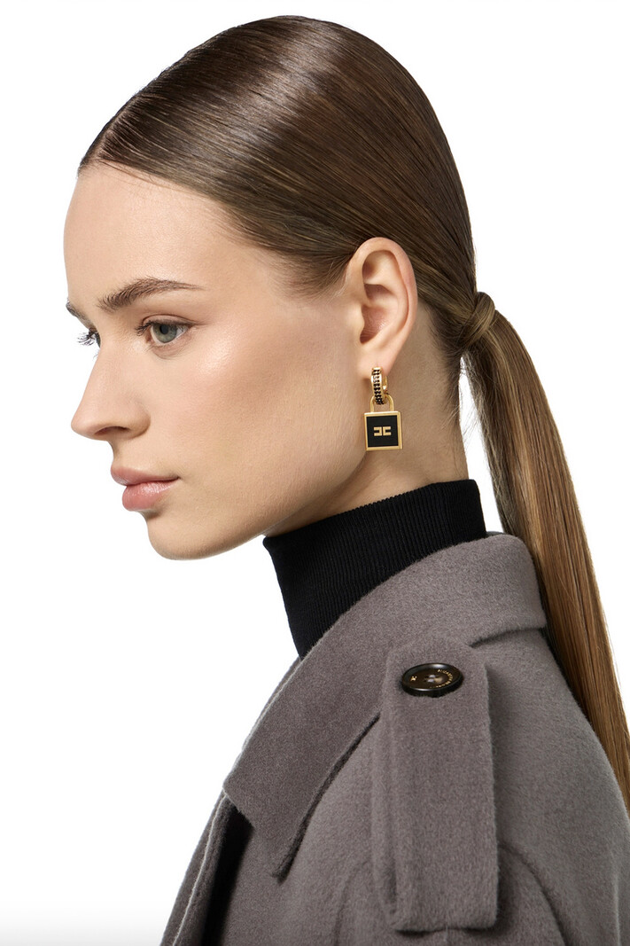 ELISABETTA FRANCHI Elisabetta Franchi earrings with padlock gold with Black