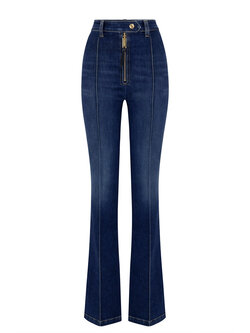 ELISABETTA FRANCHI Elisabetta Franchi flaired jeans with decorative trim Blue