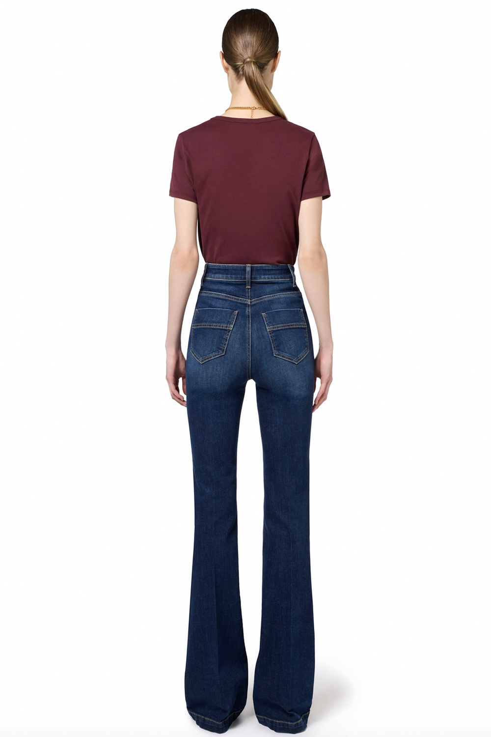 ELISABETTA FRANCHI Elisabetta Franchi flaired jeans with decorative trim Blue