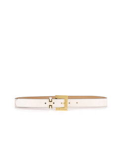 ELISABETTA FRANCHI Elisabetta Franchi leren riem met logo Latex / Wit