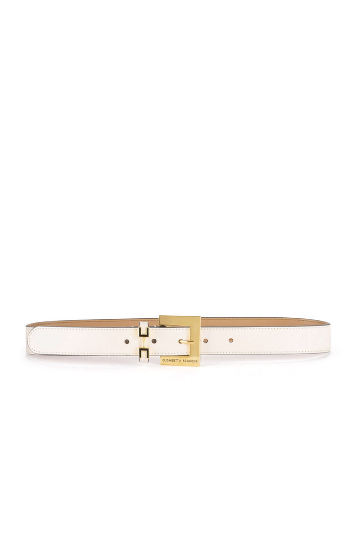 ELISABETTA FRANCHI Elisabetta Franchi leather belt with logo Latex / White