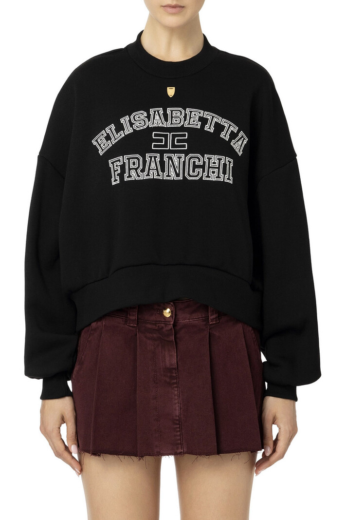 ELISABETTA FRANCHI Elisabetta Franchi cropped sweater met logo Zwart ( valt ruim )