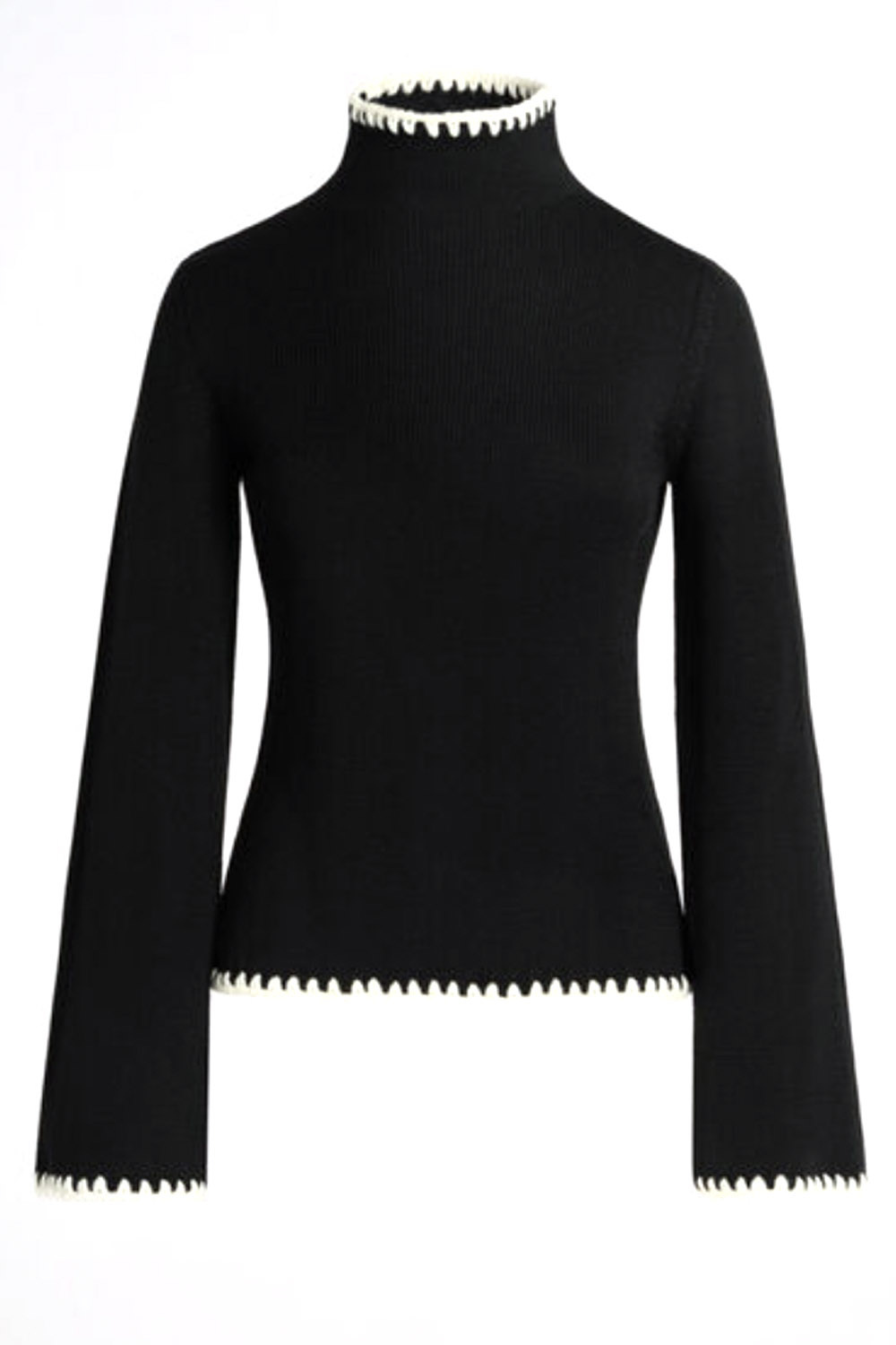 LUISA SPAGNOLI Luisa Spagnoli wollen sweater / trui met witte bies Zwart