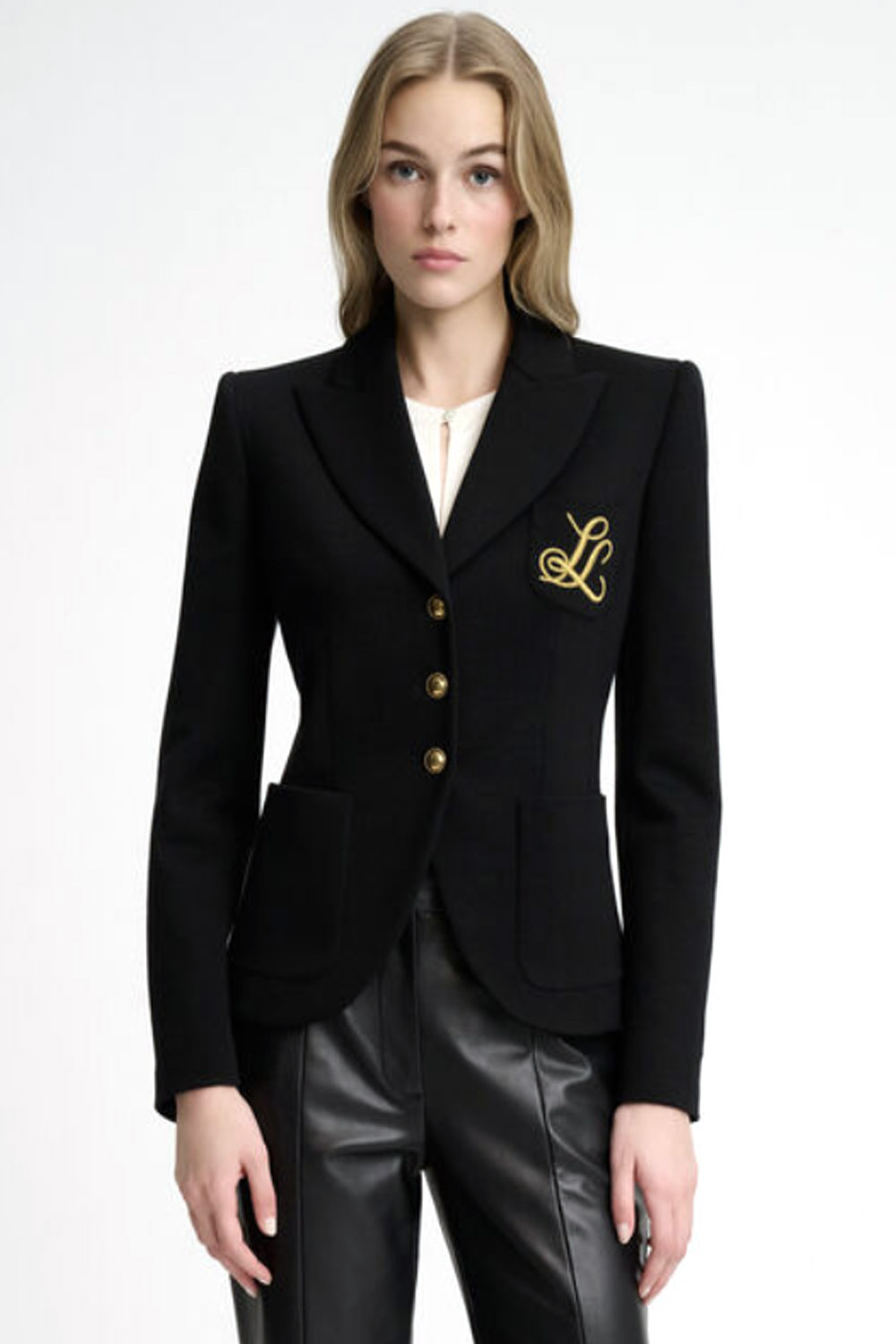 LUISA SPAGNOLI Luisa Spagnoli colbert / blazer met logo patch Zwart