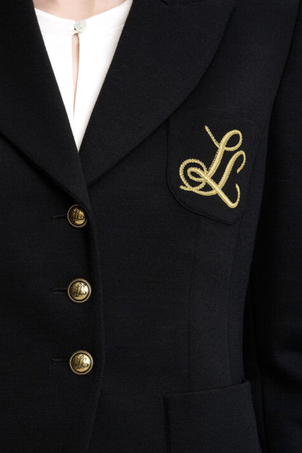 LUISA SPAGNOLI Luisa Spagnoli colbert / blazer met logo patch Zwart