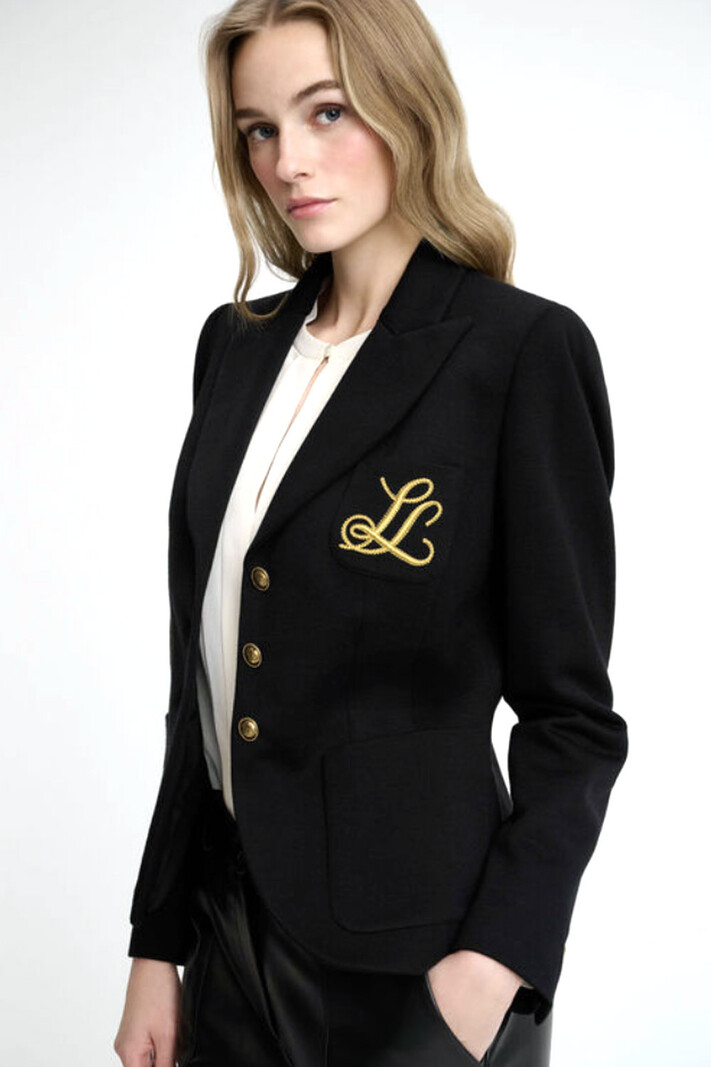 LUISA SPAGNOLI Luisa Spagnoli colbert / blazer met logo patch Zwart