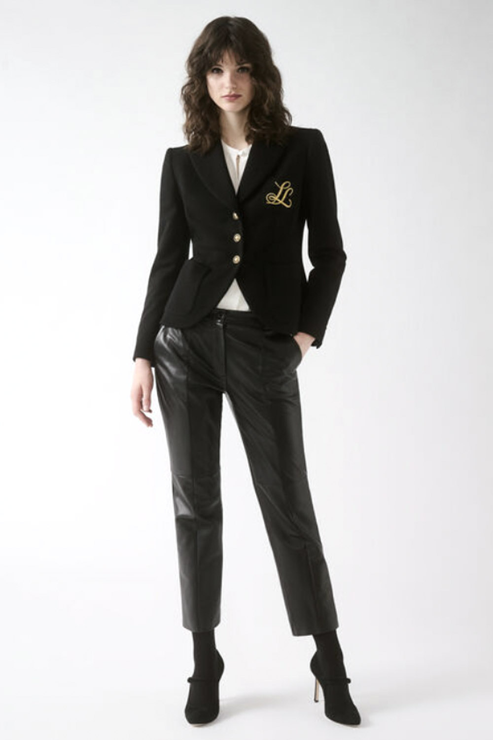 LUISA SPAGNOLI Luisa Spagnoli colbert / blazer met logo patch Zwart