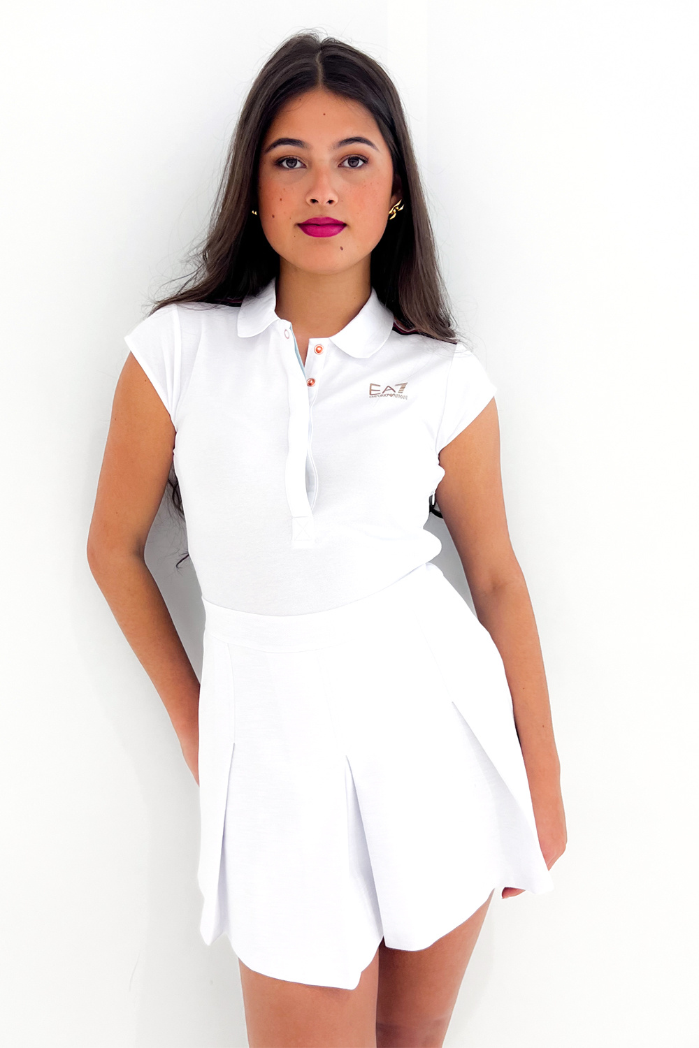 Z (S(UPER SALE EA7 Emporio Armani jurk met gekleurde strepen op schouder Wit