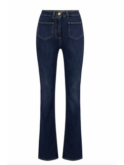 ELISABETTA FRANCHI Elisabetta Franchi flaired jeans with logo plaques on back of jeans Blue