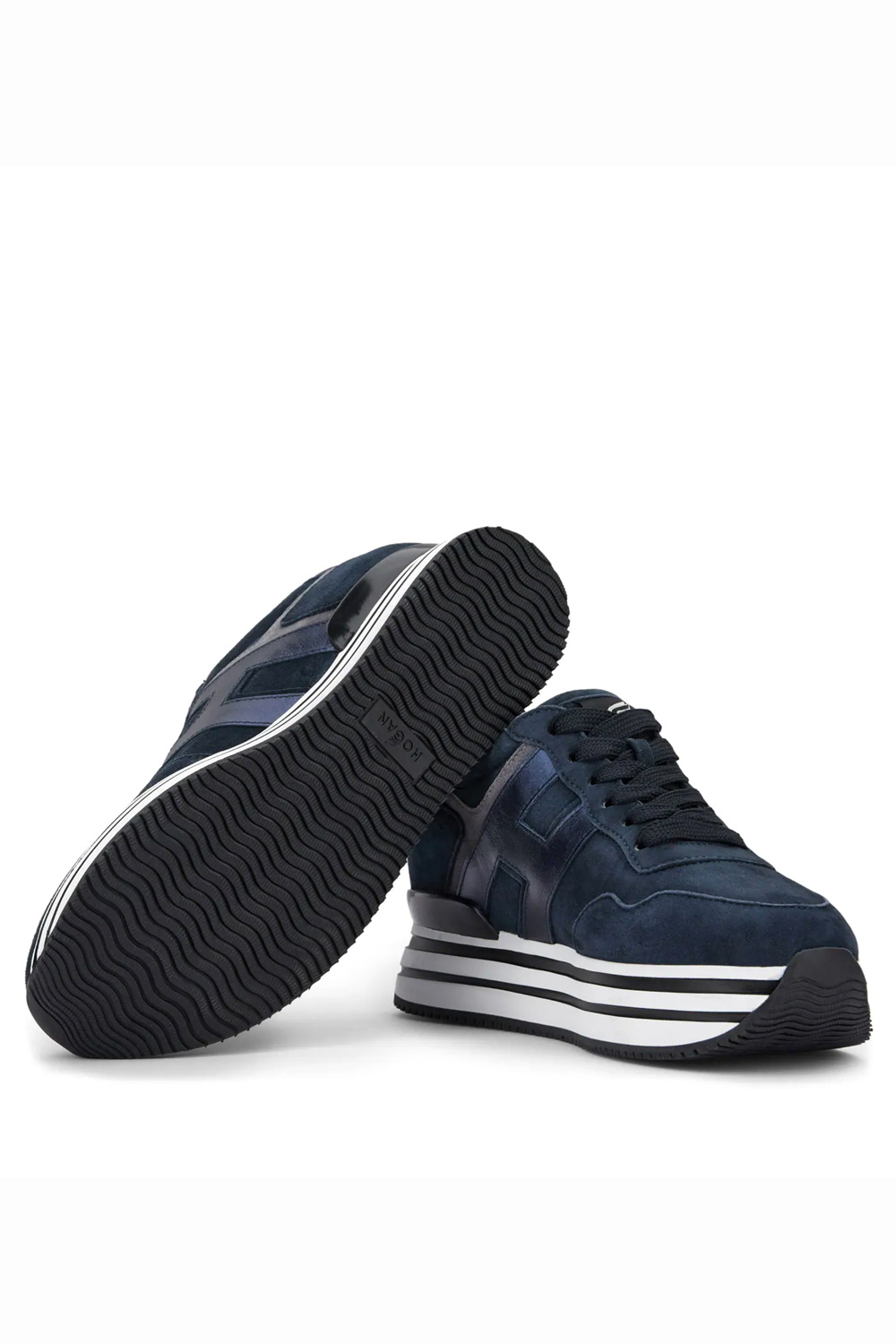 HOGAN Hogan sneakers Midi H222 platform suede navy Blauw
