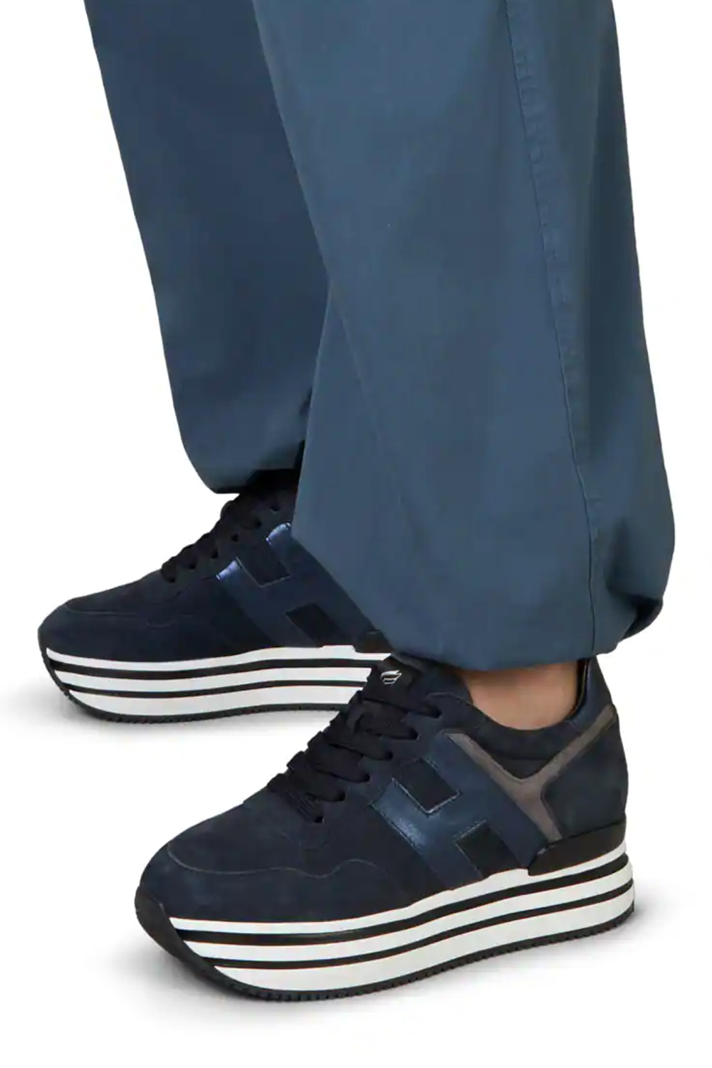 HOGAN Hogan sneakers Midi H222 platform suede navy Blauw