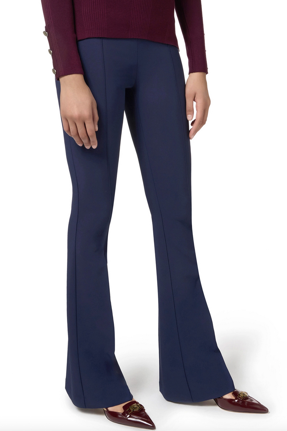 ELISABETTA FRANCHI Elisabetta Franchi flaired pantalon met logo in taille Blauw
