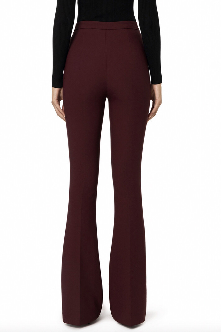 ELISABETTA FRANCHI Elisabetta Franchi flaired pantalon met logo in taille Bordeau Rood / Rouge Noir