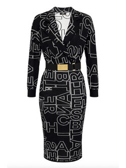 ELISABETTA FRANCHI Elisabetta Franchi gebreide jurk met logo all over Zwart