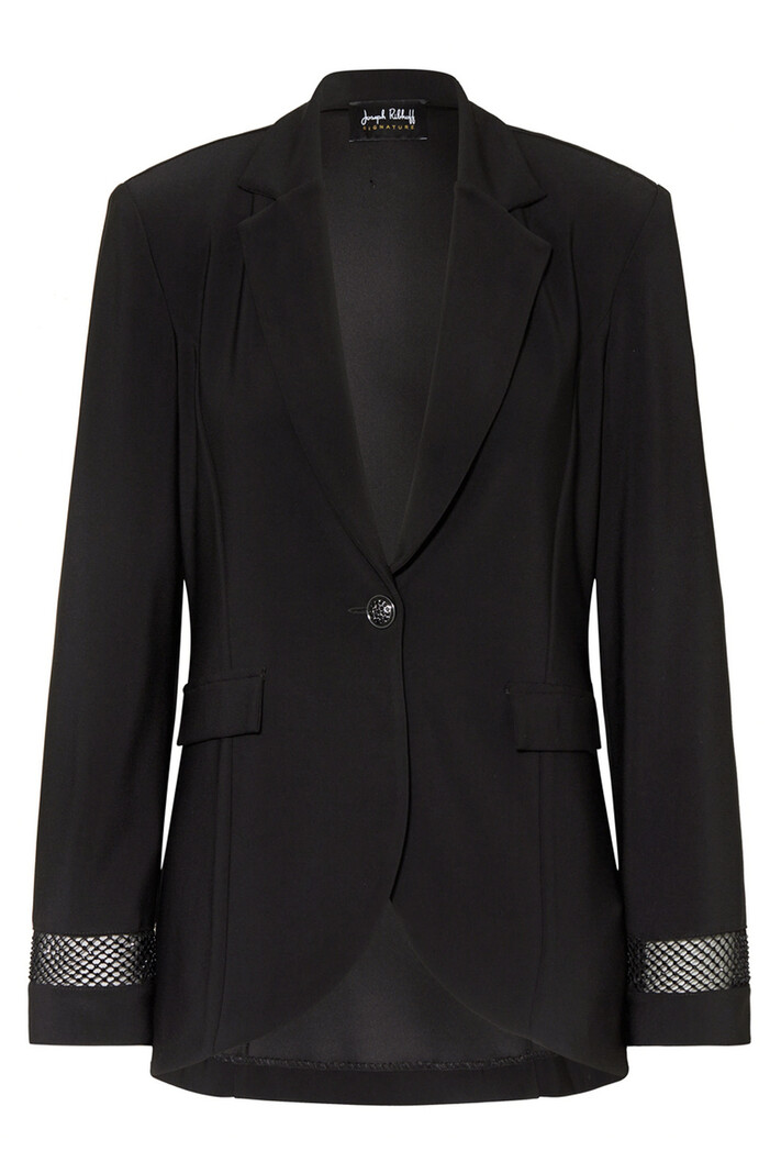 JOSEPH RIBKOFF Joseph Ribkoff zwarte blazer met  strass steentjes en mesh Zwart