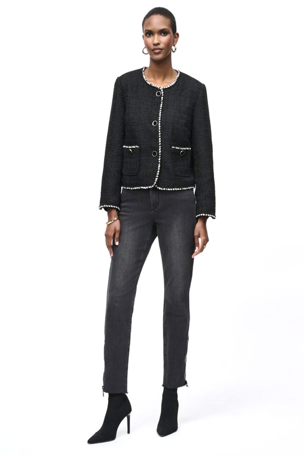 JOSEPH RIBKOFF Joseph Ribkoff blazer met een witte bies Zwart