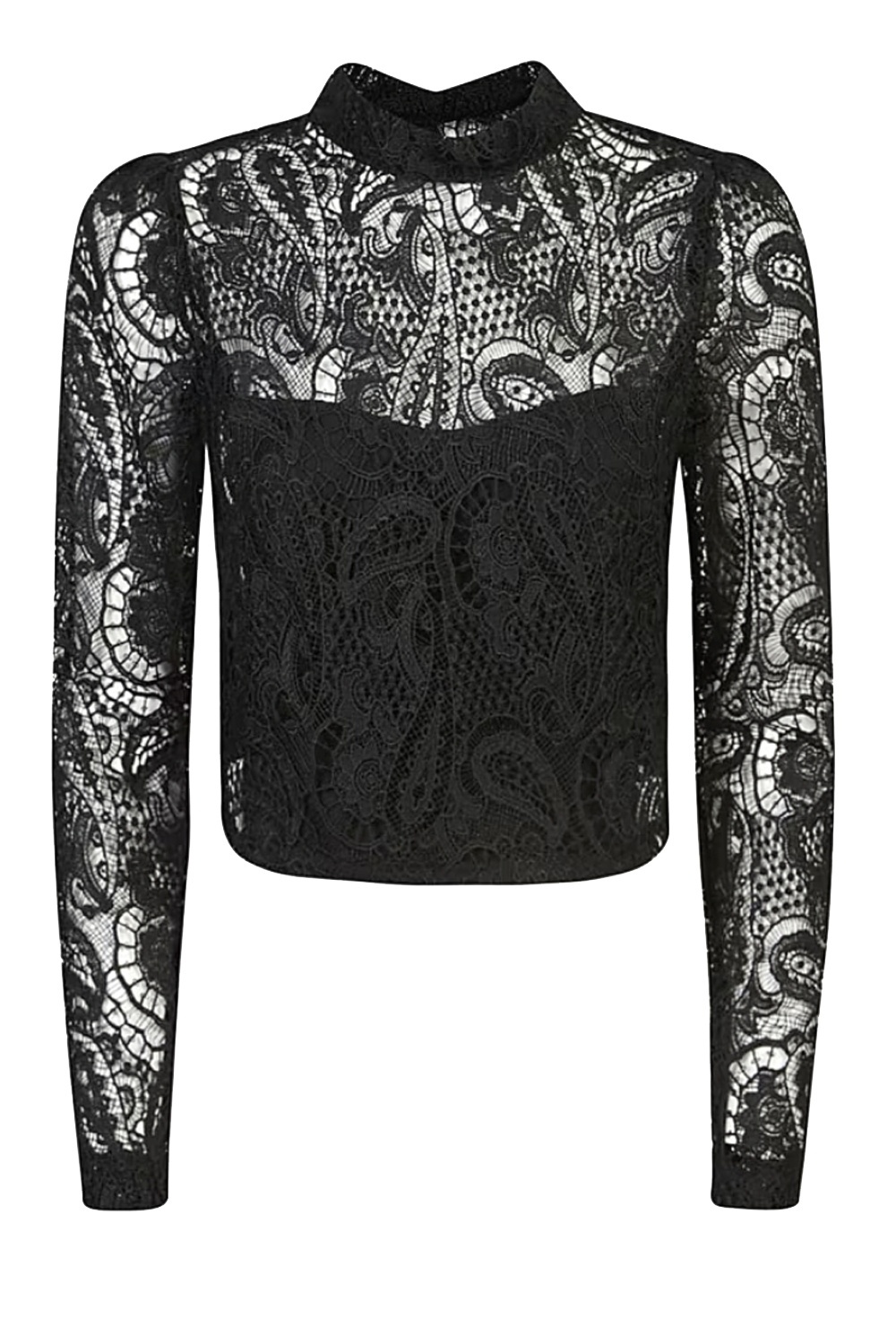 TWINSET Twinset Marcrame Lace / kanten top met lange mouw Zwart