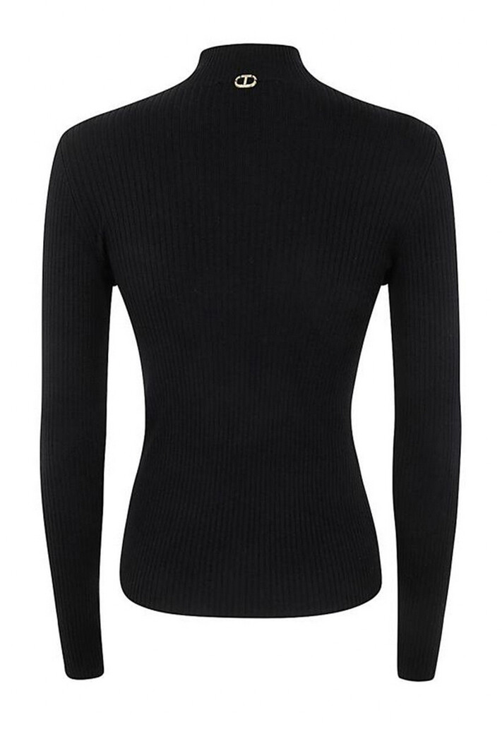 TWINSET Twinset turtleneck trui Zwart met gouden logo op achterzijde Zwart