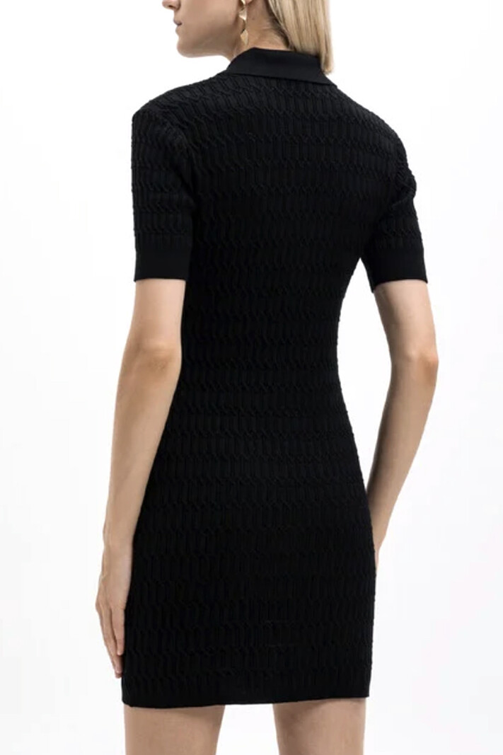 TWINSET Twinset fitted knitted dress with gold logo buttons Black