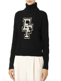 ELISABETTA FRANCHI Elisabetta Franchi wollen trui / sweater in college stijl Zwart