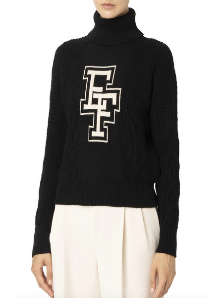 ELISABETTA FRANCHI Elisabetta Franchi wool jumper / college-style jumper Black