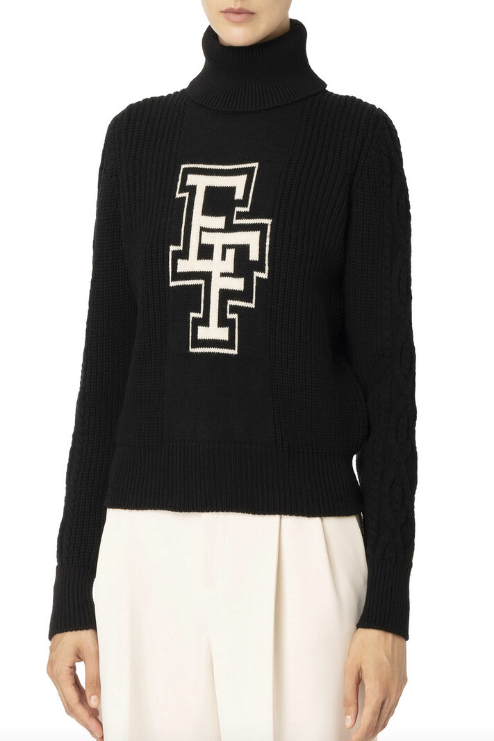 ELISABETTA FRANCHI Elisabetta Franchi wollen trui / sweater in college stijl Zwart