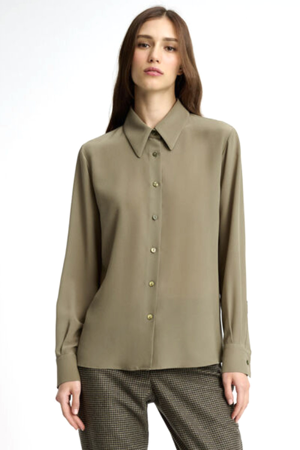 LUISA SPAGNOLI Luisa Spagnoli Limonaia silk blouse Green