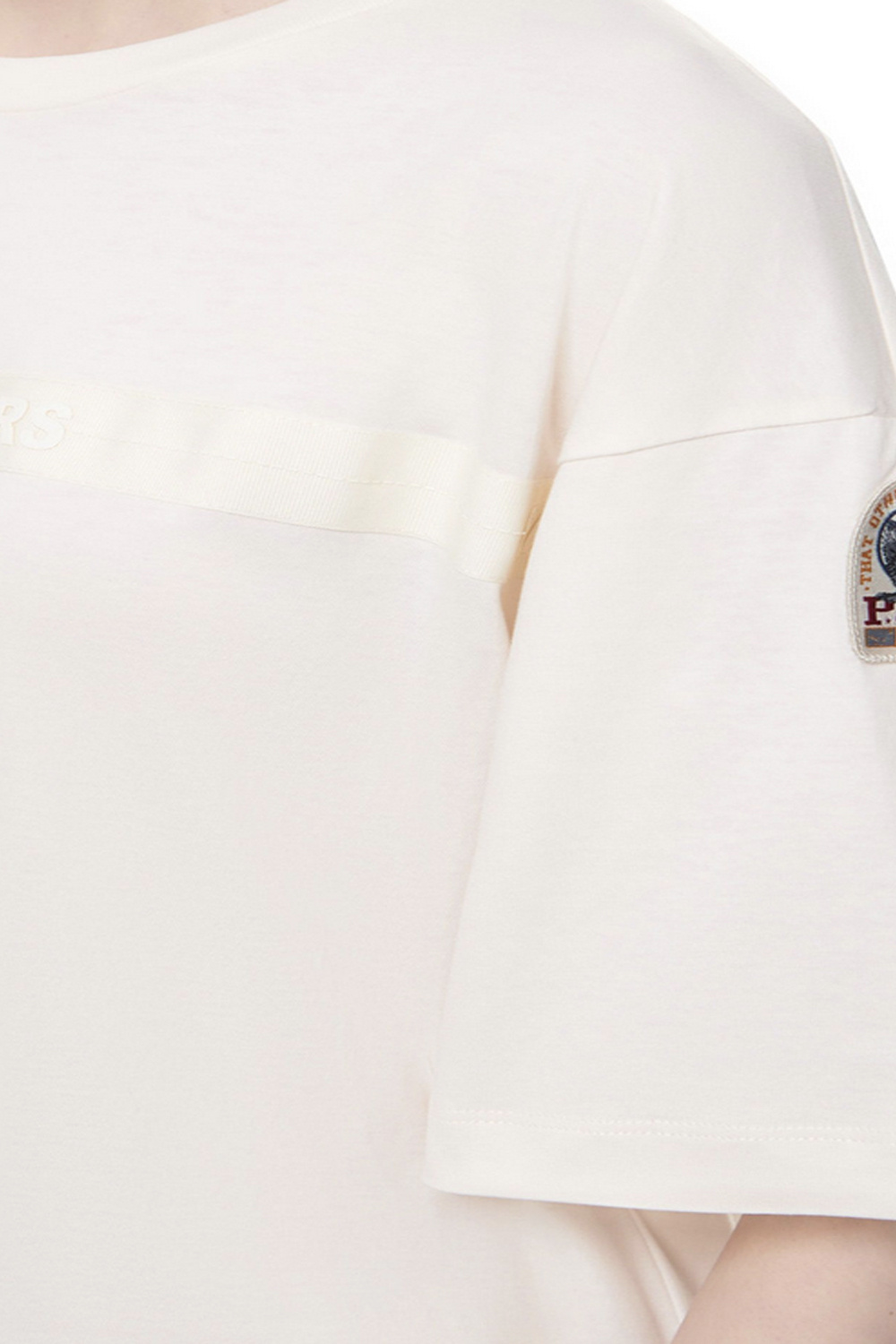 PARAJUMPERS Parajumpers tshirt spazio met lak Beige logo in Moonbeam / room Wit