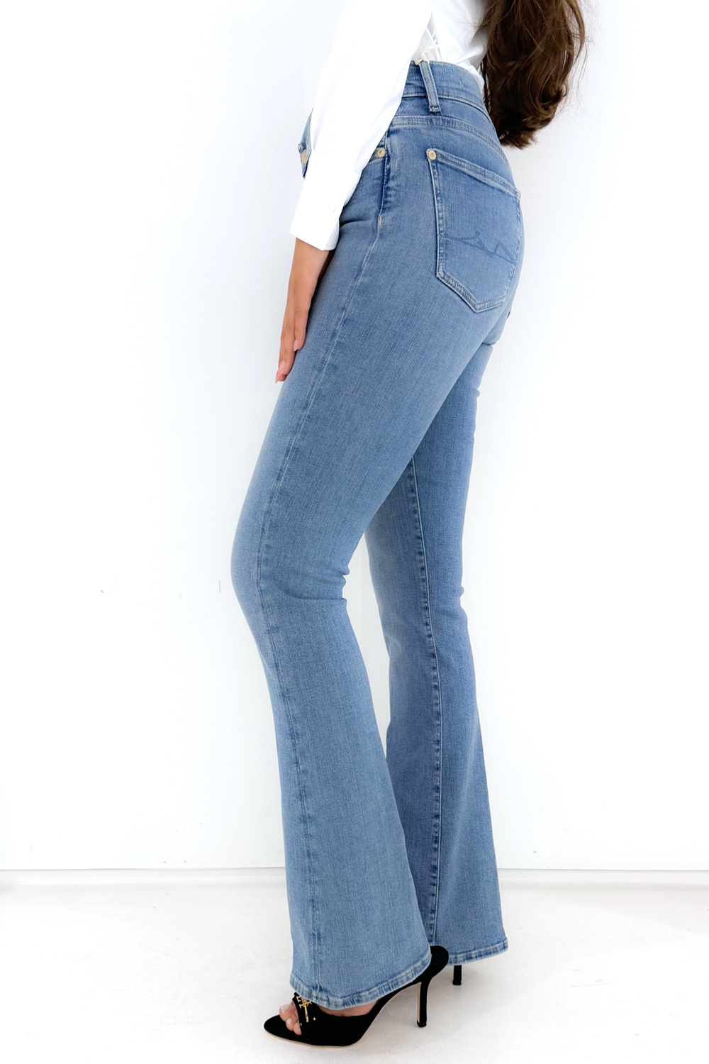 Z (S(UPER SALE Seven for all Mankind bootcut flaired jeans licht Blauw