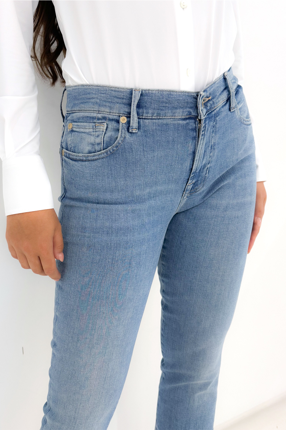 Z (S(UPER SALE Seven for all Mankind bootcut flaired jeans licht Blauw