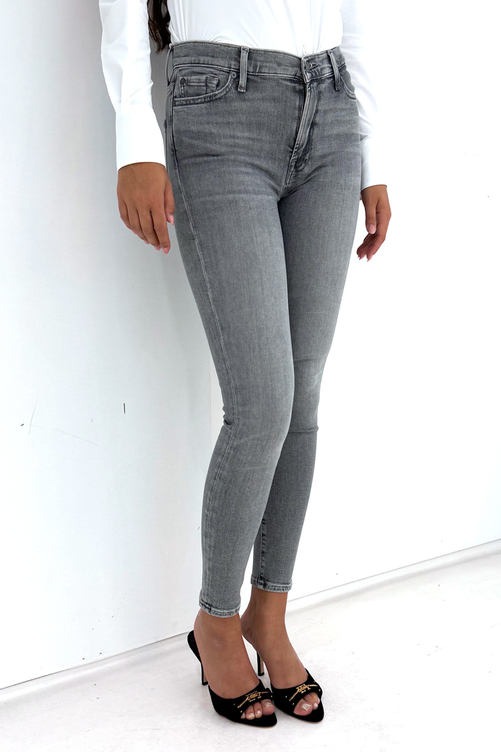 Z (S(UPER SALE Seven for all Mankind High waist Skinny crop Grey / Grijs