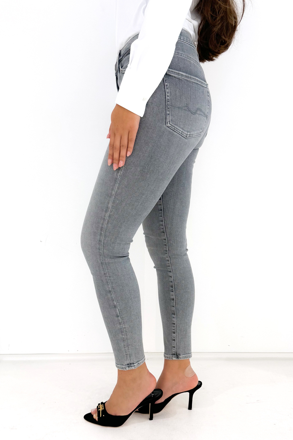 Z (S(UPER SALE Seven for all Mankind High waist Skinny crop Grey / Grijs