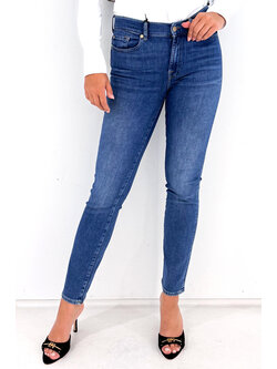 Z (S(UPER SALE Seven for all mankind Roxanne come together mid blue met blauwe steentjes Blauw