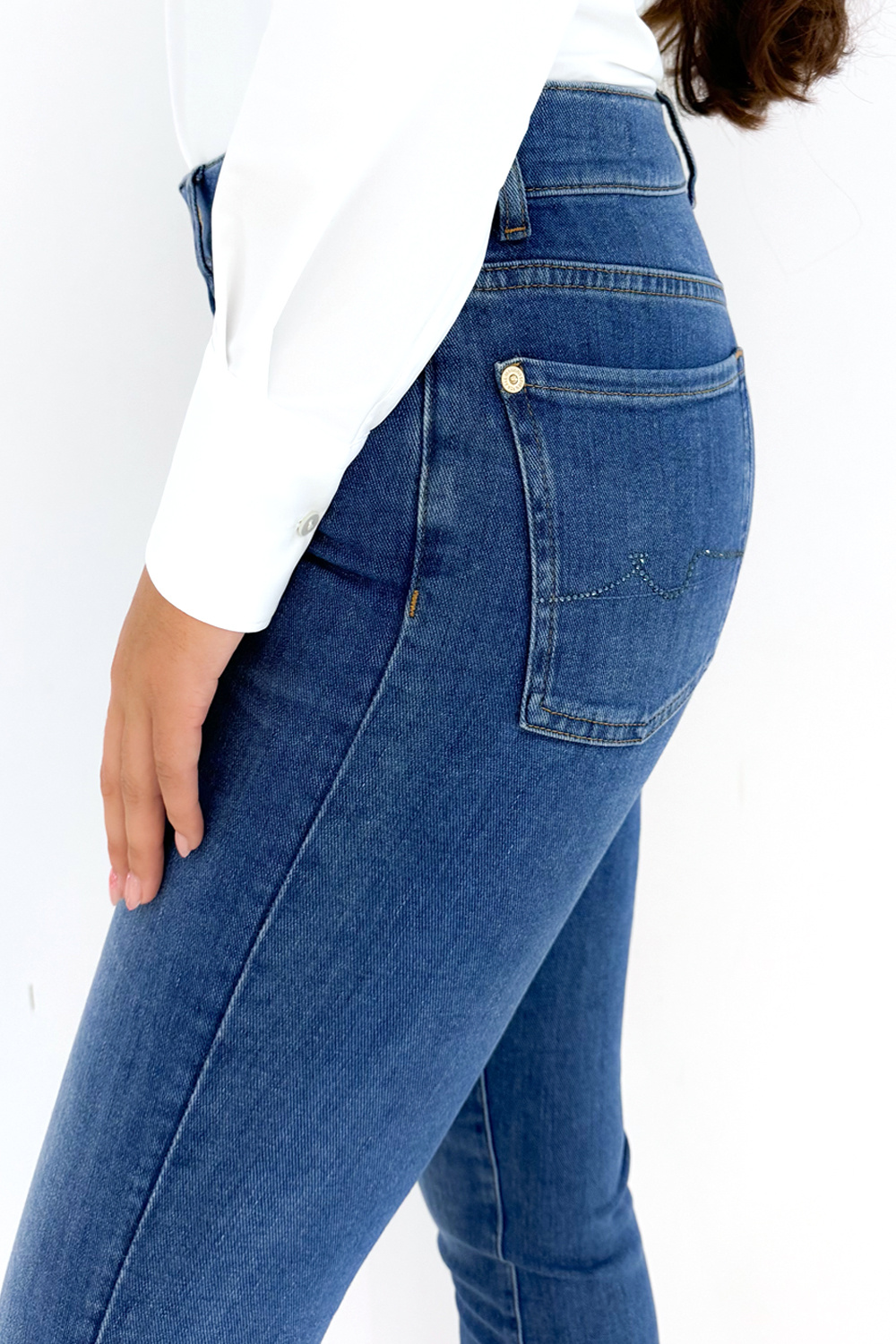 Z (S(UPER SALE Seven for all mankind Roxanne come together mid blue met blauwe steentjes Blauw