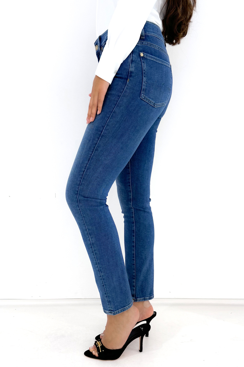 Z (S(UPER SALE Seven for all mankind Roxanne come together mid blue met blauwe steentjes Blauw