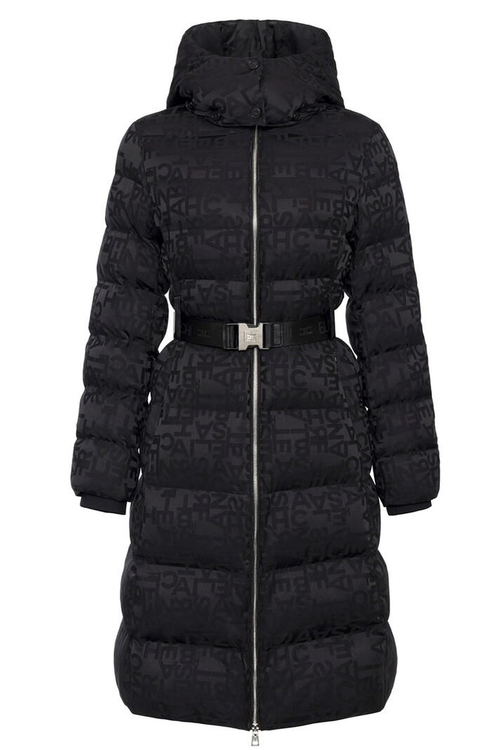 ELISABETTA FRANCHI Elisabetta Franchi longer padded winter coat with lettering including belt Black pi71d46e2