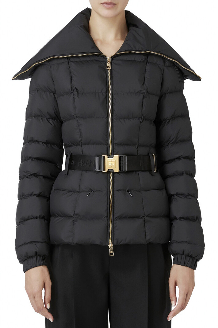 ELISABETTA FRANCHI Elisabetta Franchi nylon down jacket met brede halskraag Nero / Zwart PI76D46E2