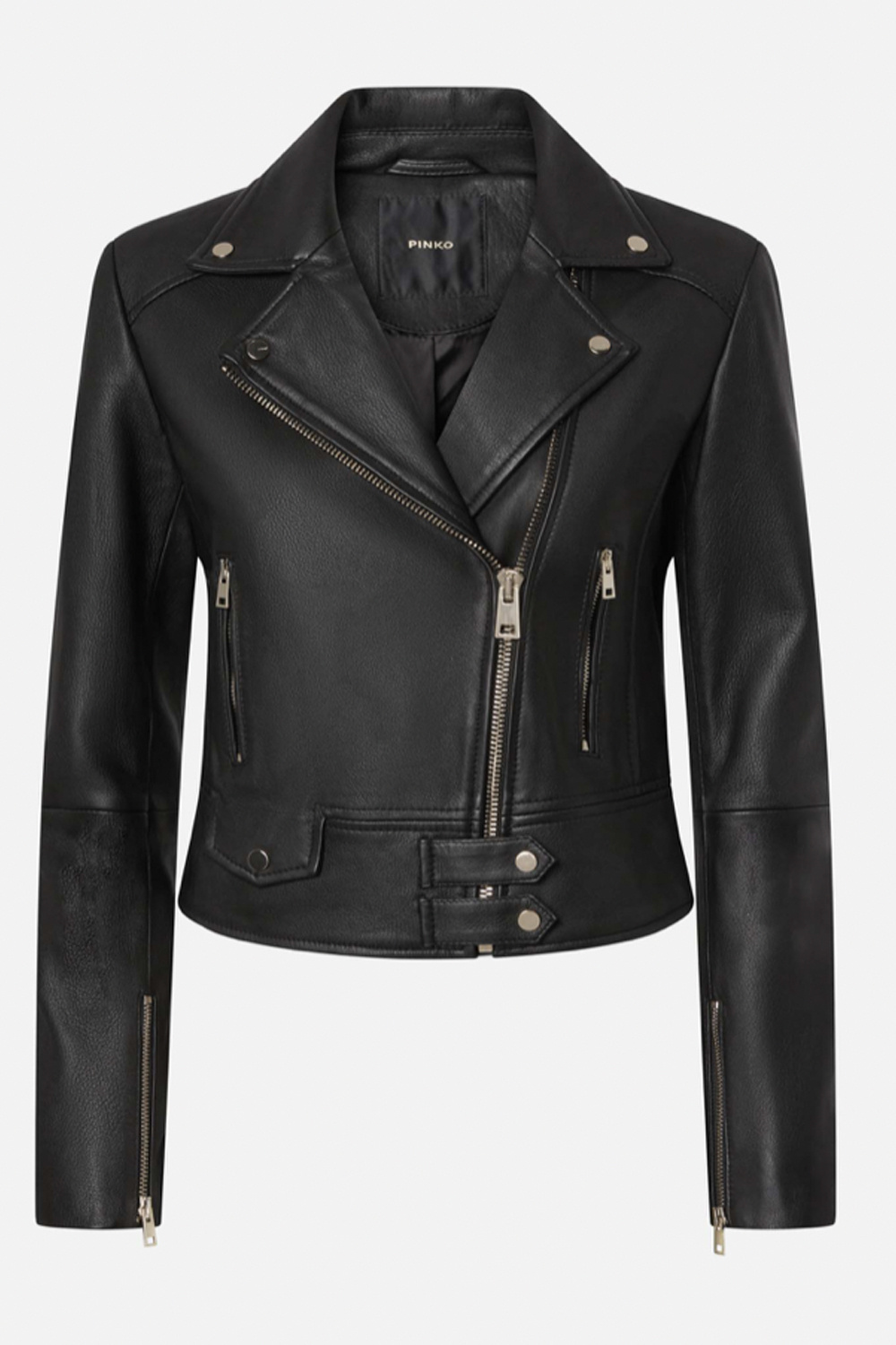 PINKO Pinko Nappa leer getaileerd bikerjasje ZWART