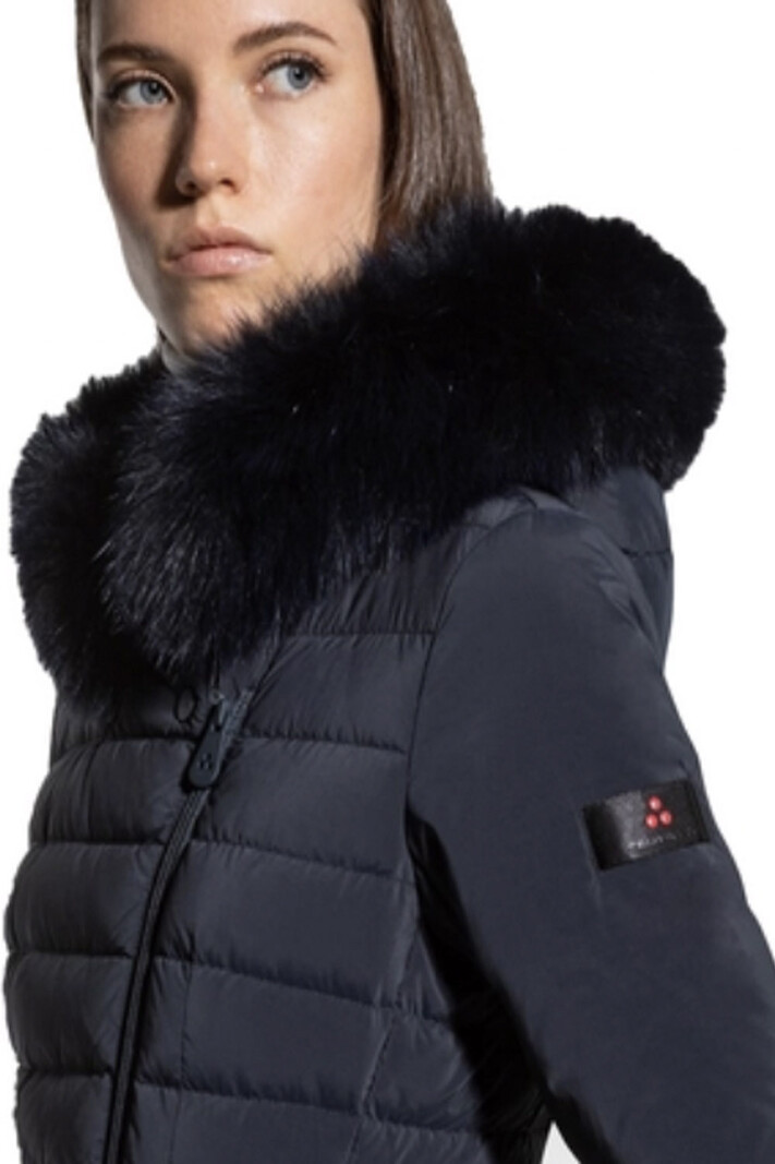 PEUTEREY Peuterey Seriola ml 04 Fur fitted winter coat with fur dark BLUE