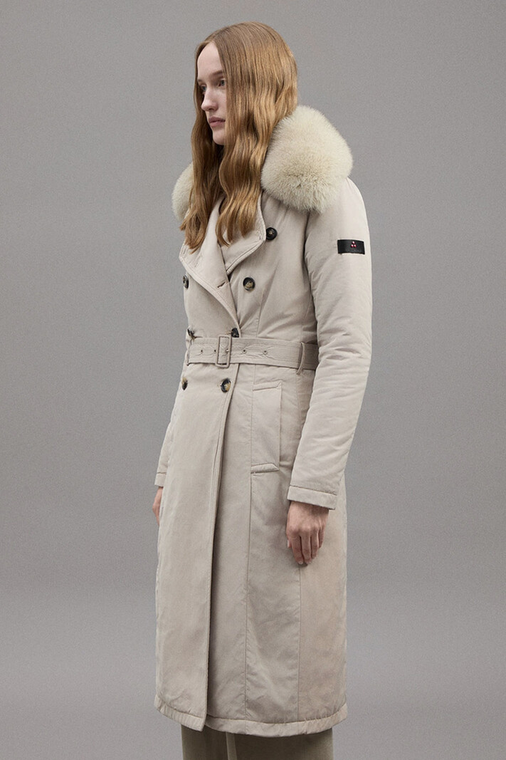 PEUTEREY Peuterey lange gevoerde trenchcoat met fur BEIGE