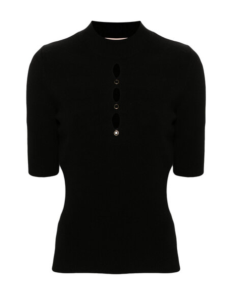 TWINSET Twinset top with cut outs and black diamonds BLACK