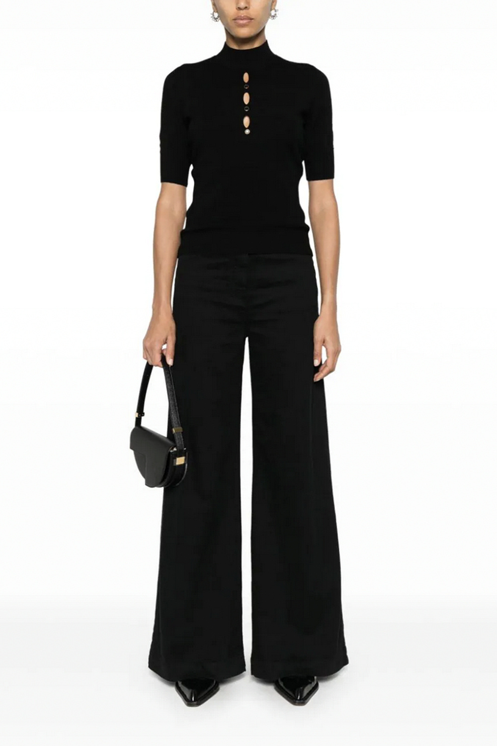 TWINSET Twinset top met cut outs en zwarte diamanten ZWART