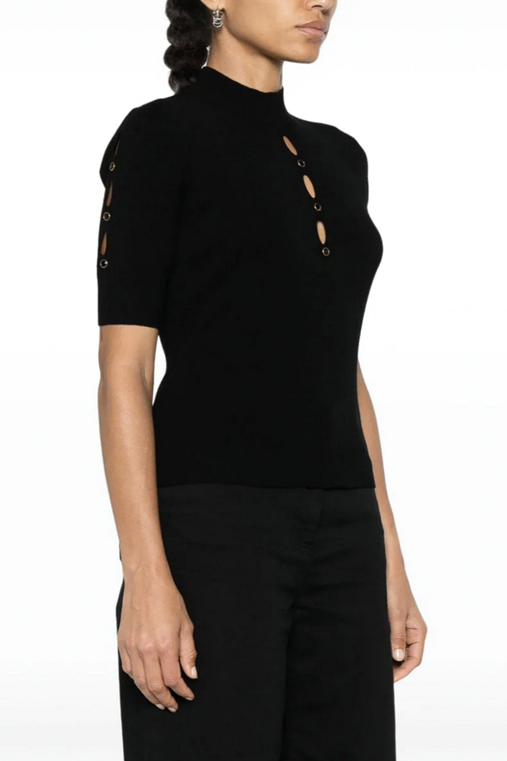 TWINSET Twinset top met cut outs en zwarte diamanten ZWART