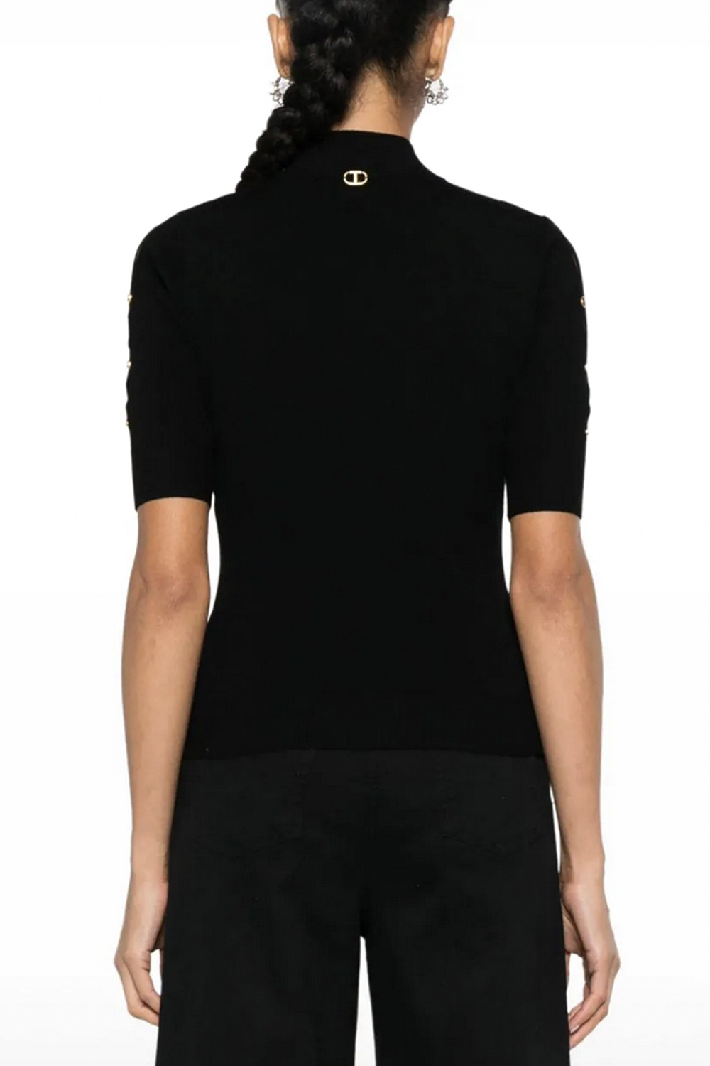 TWINSET Twinset top met cut outs en zwarte diamanten ZWART