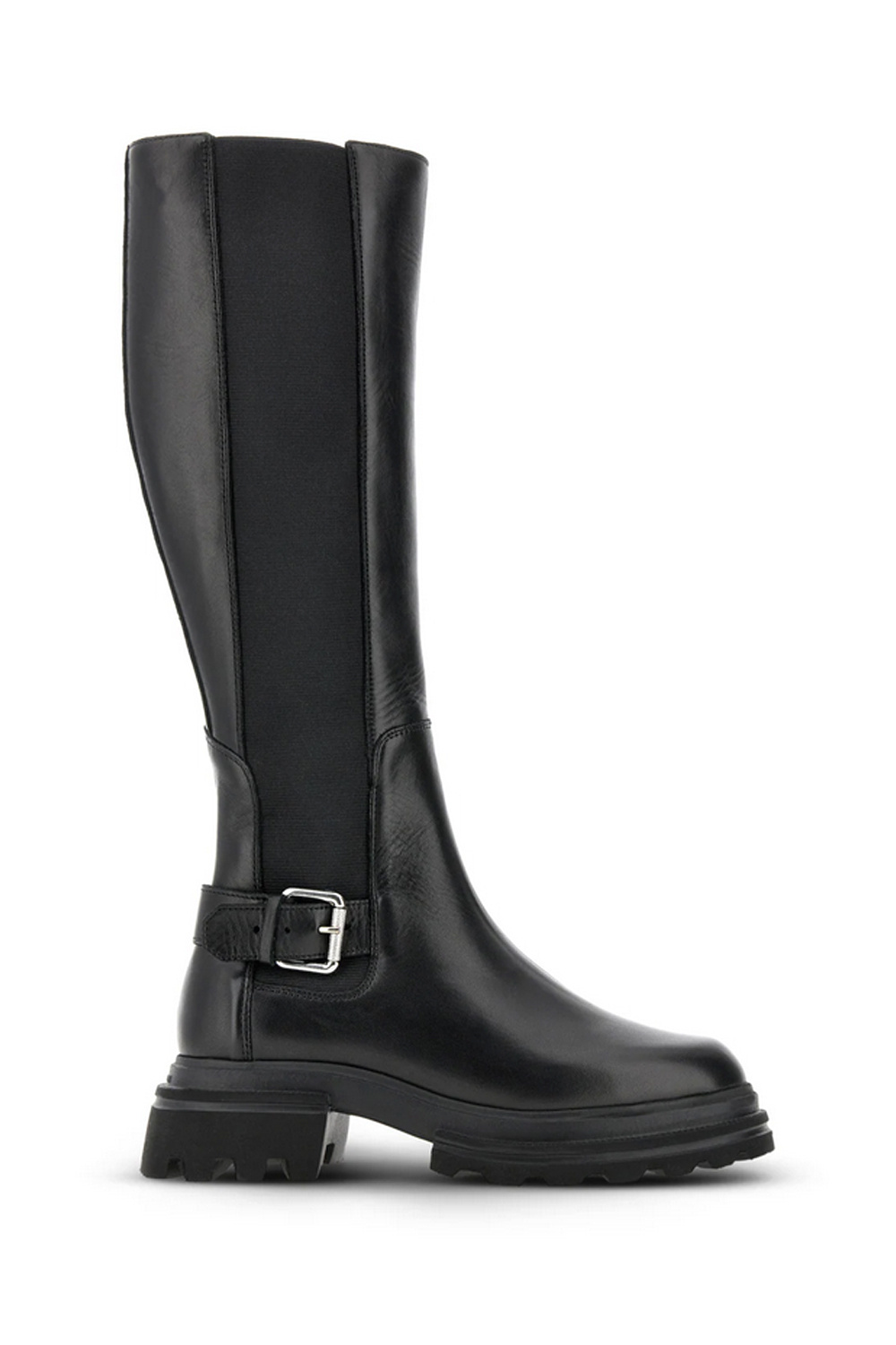 HOGAN Hogan 10-Storey Chelsea Boots hoge leren laars met zilveren details ZWART (valt ruim)