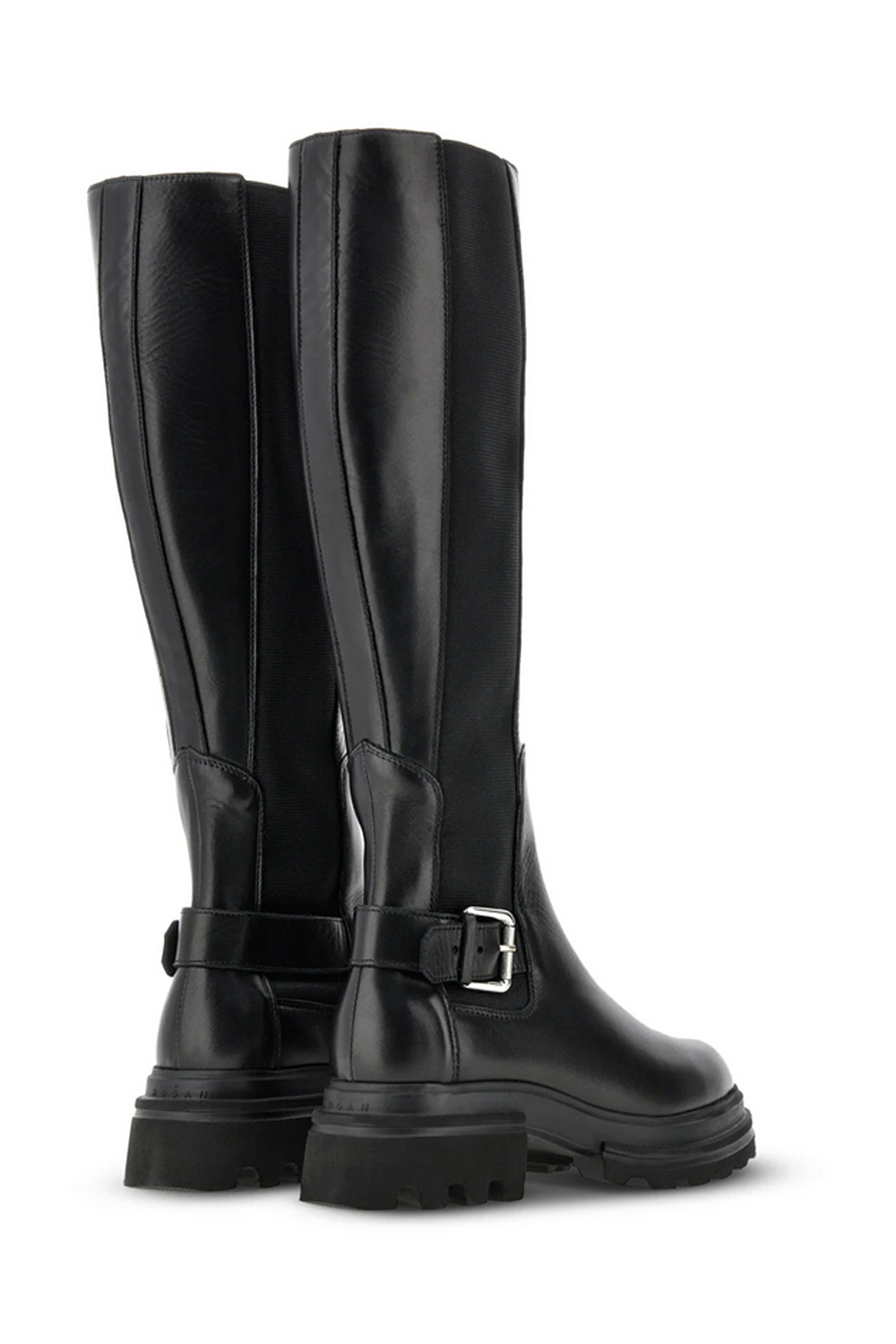 HOGAN Hogan 10-Storey Chelsea Boots hoge leren laars met zilveren details ZWART (valt ruim)