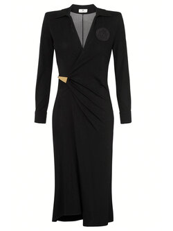 ELISABETTA FRANCHI Elisabetta Franchi overlap dress with gold detail at waist Black AB69647E2