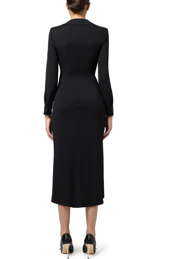 ELISABETTA FRANCHI Elisabetta Franchi overlap dress with gold detail at waist Black AB69647E2