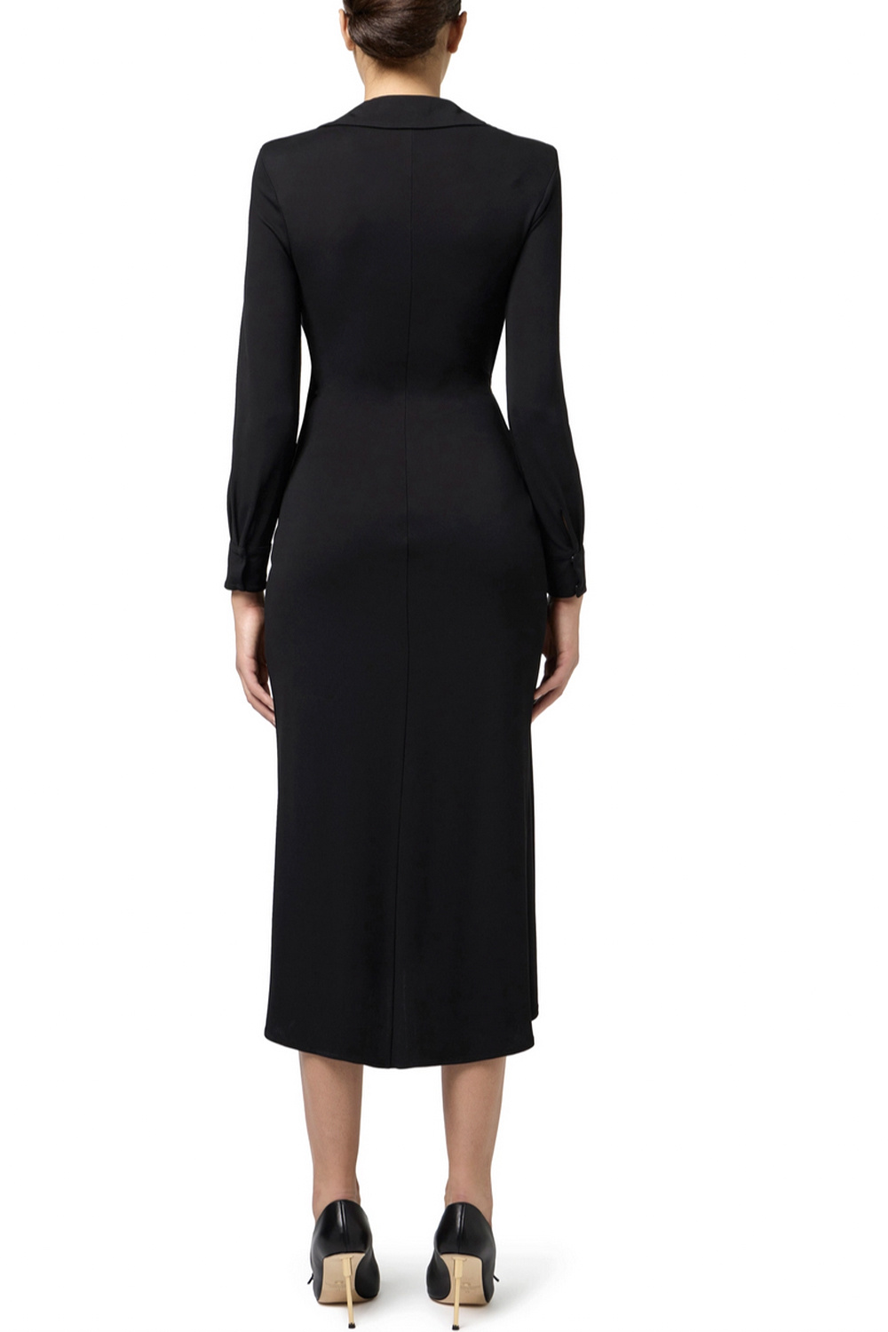 ELISABETTA FRANCHI Elisabetta Franchi overslag jurk met gouden detail in taille Zwart AB69647E2